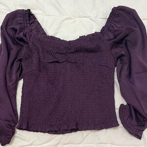 DO+BE Deep Purple Smocked Blouse